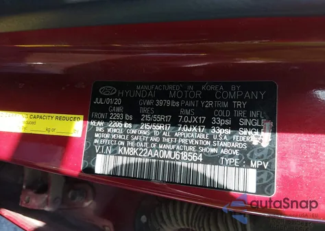 2021 Hyundai Kona Sel from USA, damaged, VIN KM8K22AA0MU618564